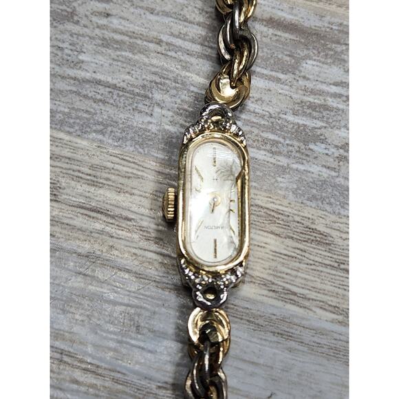 Vintage 10k gold filled Hamilton watch. Band is 1/20 10k GF and sterling silver - Picture 8 of 9